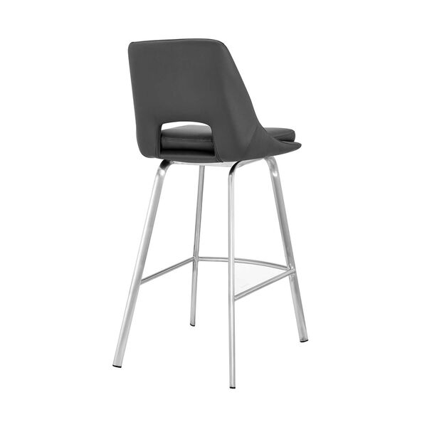 Carise Brushed Stainless Steel Gray Bar Stool, image 5