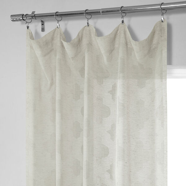 Ivory Tile Patterned Faux Linen Single Panel Curtain 50 x 96, image 4