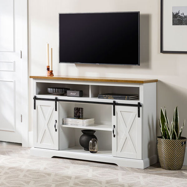 Solid White and Barnwood TV Stand, image 6