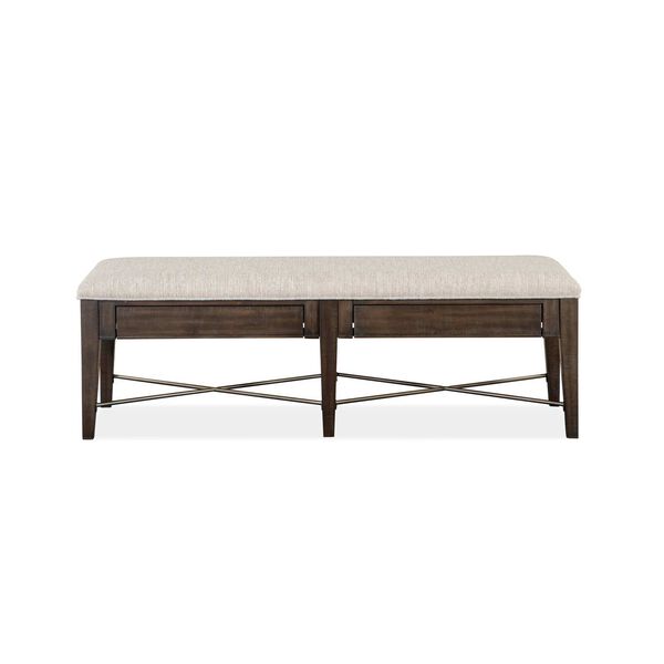 Westley Falls Aged Pewter Wood Bench with Upholstered Seat, image 1