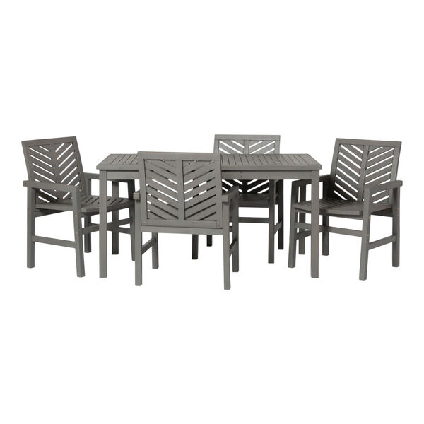 Gray Wash 32-Inch Five-Piece Chevron Outdoor Dining Set, image 5
