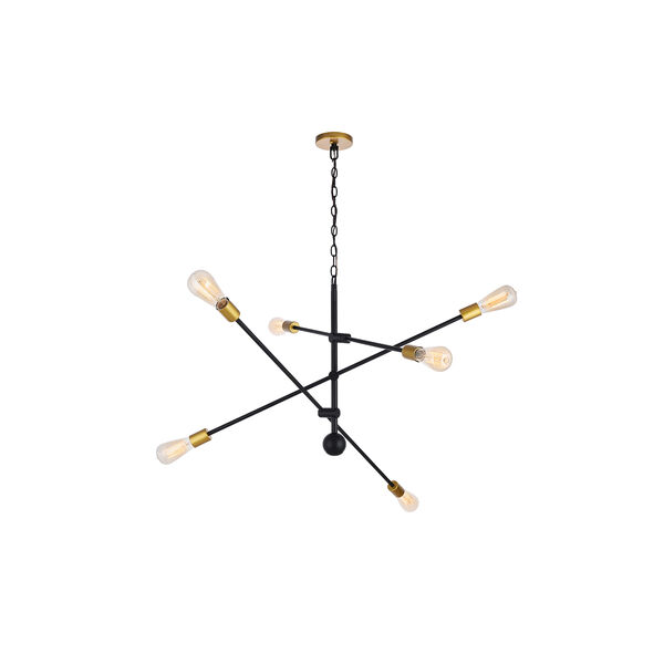 Axel Black and Brass 42-Inch Six-Light Pendant, image 3