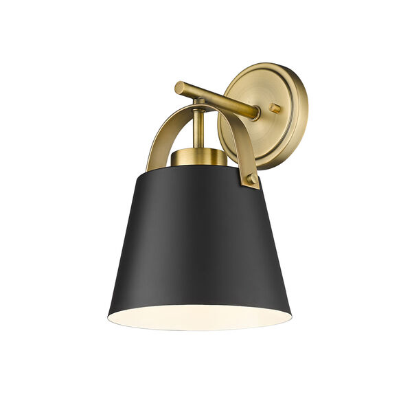 Z-Studio Matte Black and Heritage Brass One-Light Wall Sconce, image 1