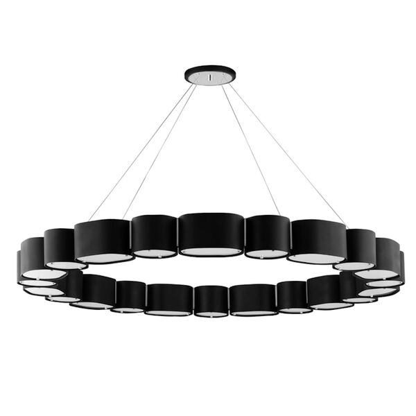 Opal Soft Black and Stainless Steel 22-Light Chandelier, image 1
