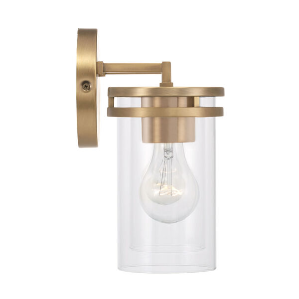 Fuller Aged Brass Two-Light Bath Vanity with Clear Glass, image 5