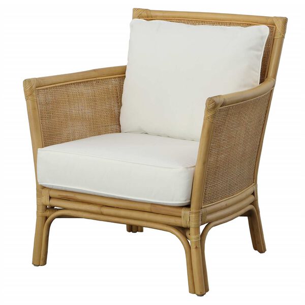 Pacific Natural and White Rattan Armchair, image 4