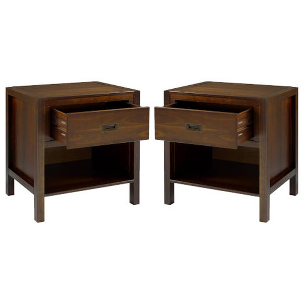 Lydia Walnut Single Drawer Solid Wood Nightstand, Set of Two, image 5