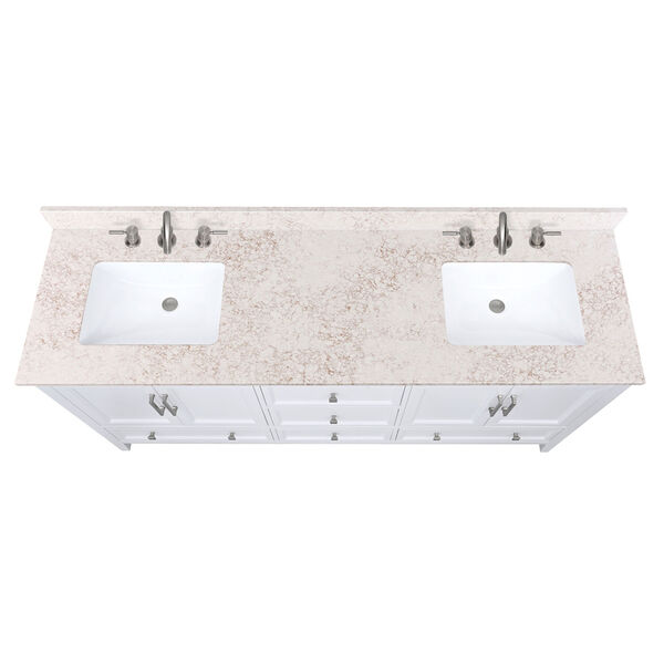 Lotte Radianz Alluring Quartz 73-Inch Vanity Top with Dual Rectangular Sink, image 4
