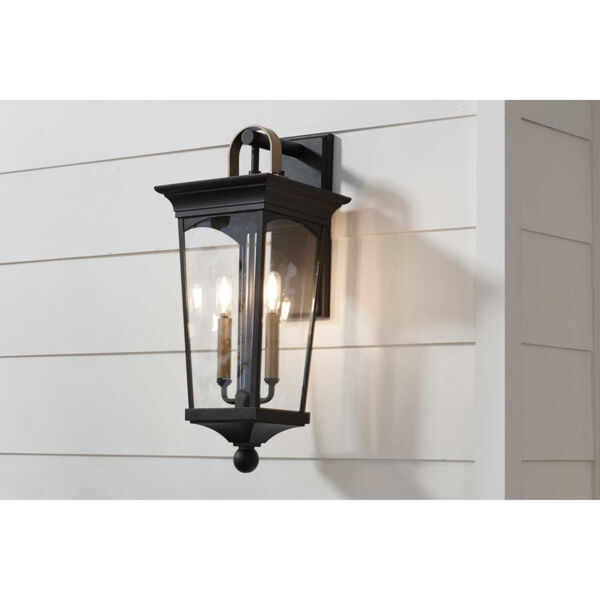 Chatsworth Textured Black Nine-Inch Two-Light Outdoor Wall Sconce with Clear Shade, image 4