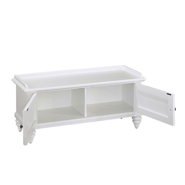 Bermuda Brushed White 47.25-Inch Wide Upholstered Storage Bench, image 3