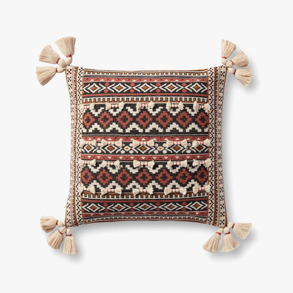 Justina Blakeney Rust Jacquard Woven Accent Pillow with Tassels, image 1