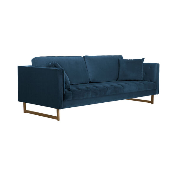 Lenox Blue Metal Antique Brass Sofa, image 2