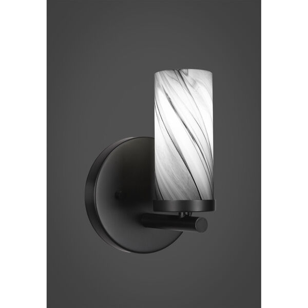 Trinity Matte Black One-Light Wall Sconce with Onyx Swirl Glass, image 2