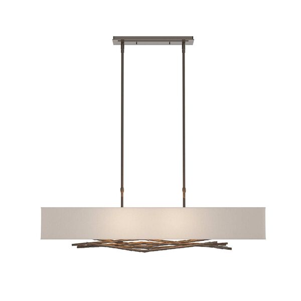 Brindille Bronze Four-Light Pendant with Flax Shade, image 1