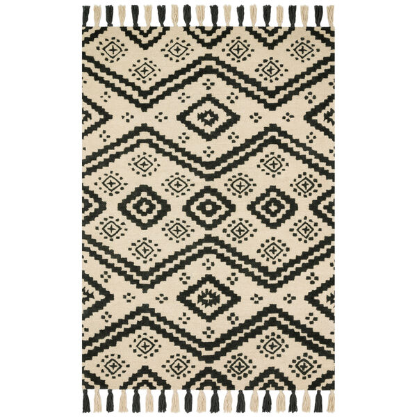 Crafted by Loloi Zagora Ivory Black Rectangle: 7 Ft. 9 In. x 9 Ft. 9 In. Rug, image 1