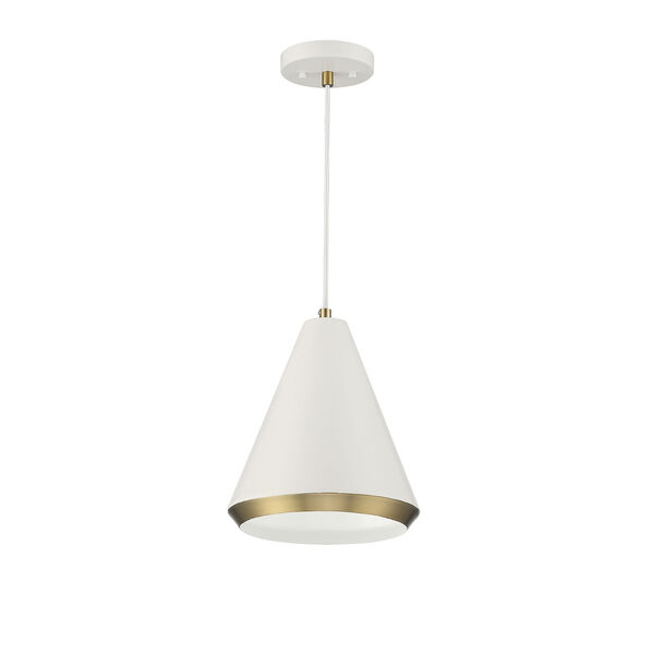 Chelsea White with Natural Brass 10-Inch One-Light Pendant, image 2