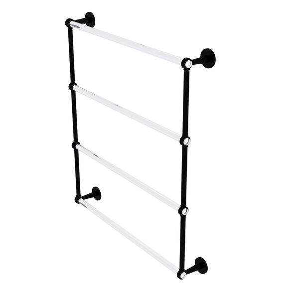 Clearview Matte Black 4 Tier 30-Inch Ladder Towel Bar with Groovy Accent, image 1