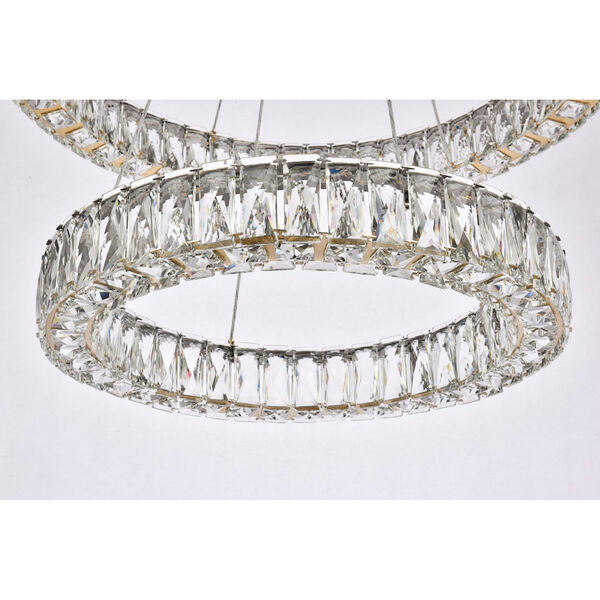 Monroe Gold 28-Inch Integrated LED Double Ring Chandelier, image 4