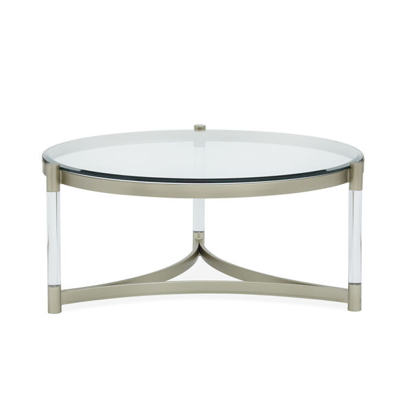 Silas Tempered Clear Glass Round Cocktail Table with Acrylic Leg, image 4