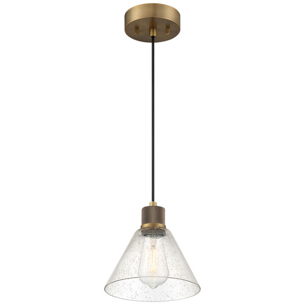 Port Nine Brass-Antique and Satin Outdoor One-Light LED Pendant with Clear Glass, image 1