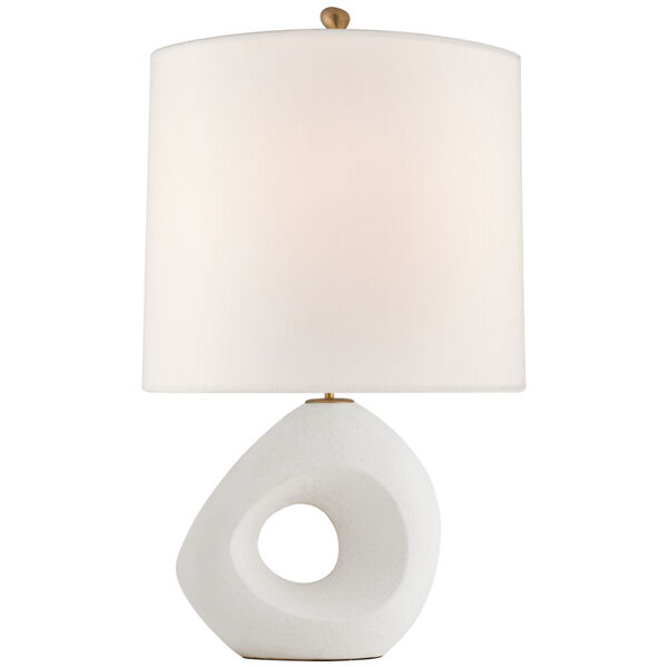 Paco Large Table Lamp in Marion White with Linen Shade by AERIN, image 1