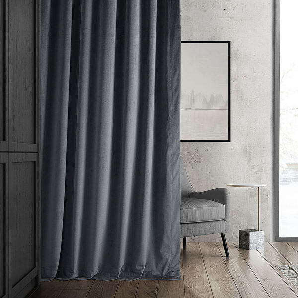 Distance Blue Grey Signature Blackout Velvet Single Panel Curtain 50 x 96, image 9