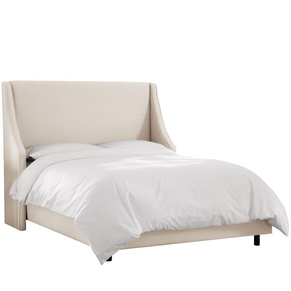 Linen Talc Swoop Arm Wingback Bed, image 1