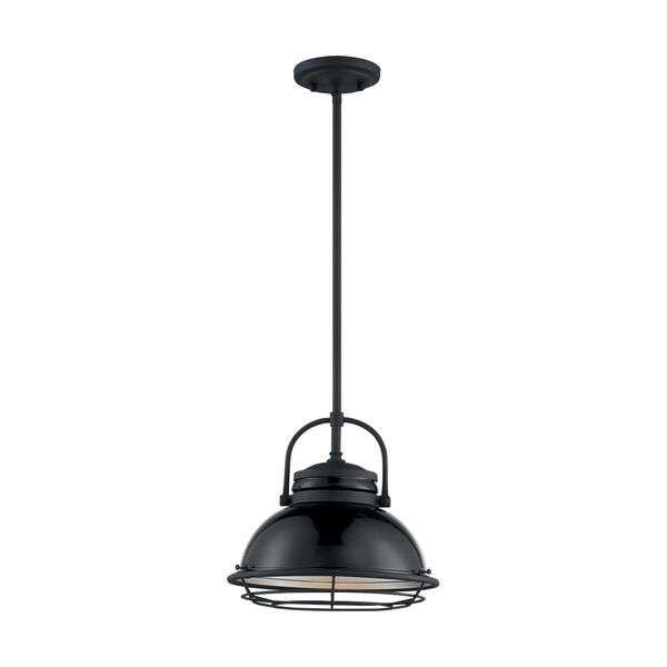 Upton Gloss Black and Silver 12-Inch One-Light Pendant, image 4
