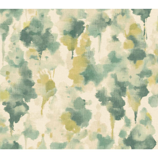 Candice Olson Modern Nature Silvery White and Teal Mirage Wallpaper: Sample Swatch Only, image 1