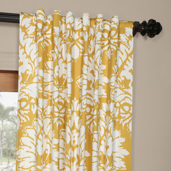 Sun Yellow 96  x 50 In. Printed Cotton Curtain, image 4