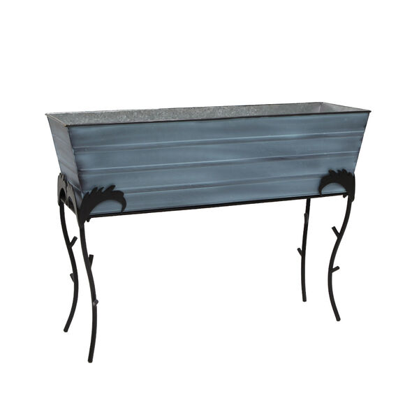 Nantucket Blue and Galvanized Steel 26-Inch Flower Box with Flora Stand, image 6