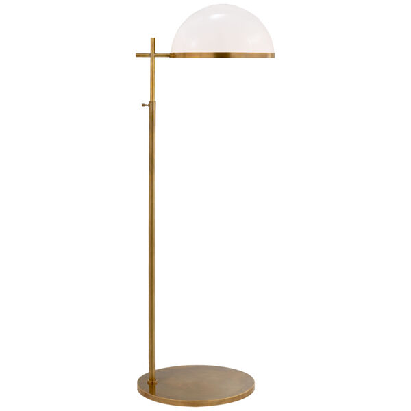 Dulcet Medium Pharmacy Floor Lamp in Antique-Burnished Brass with White Glass by Kelly Wearstler, image 1