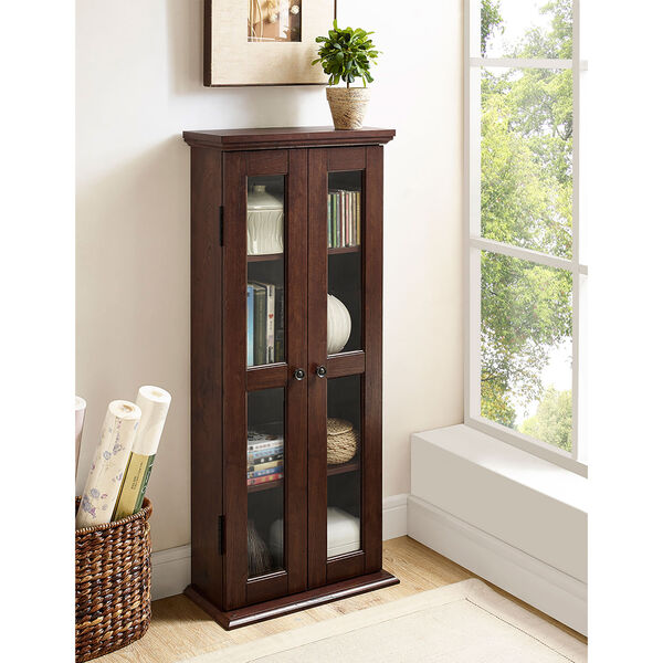 41-inch Wood Media Cabinet - Traditional Brown, image 1