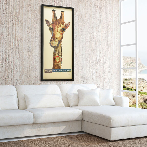 Black Framed Giraffe Dimensional Collage Graphic Glass Wall Art, image 1