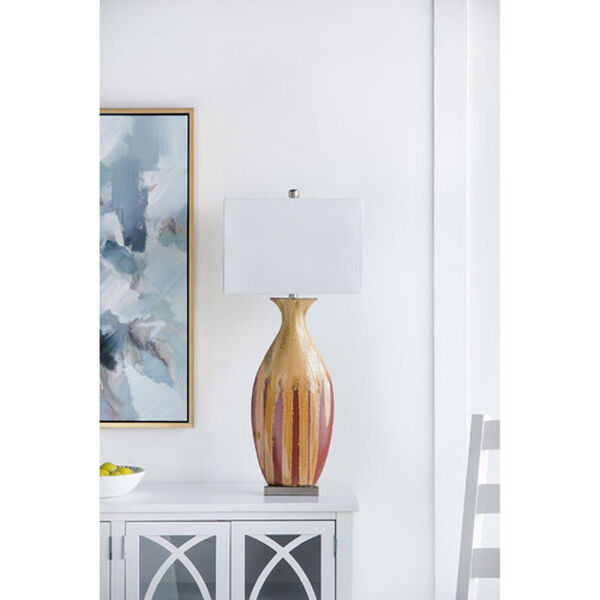 Orange White Drip Glazed Table Lamp, image 2