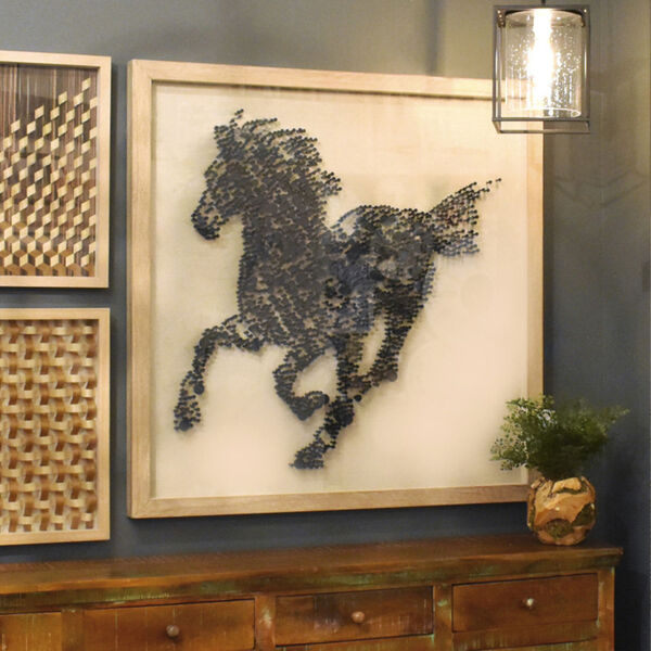 Black and Wood 47-Inch Steeds Silhouette Wall Art, image 5