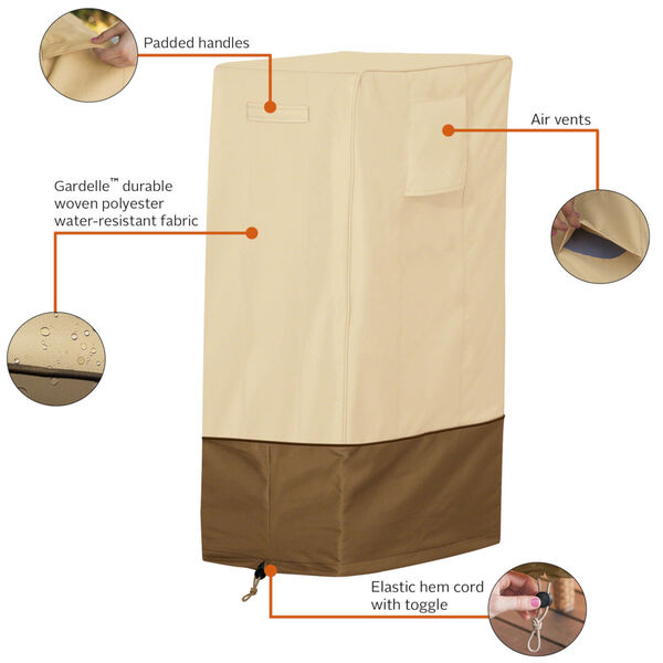 Ash Beige and Brown 33-Inch Square Smoker Grill Cover, image 2