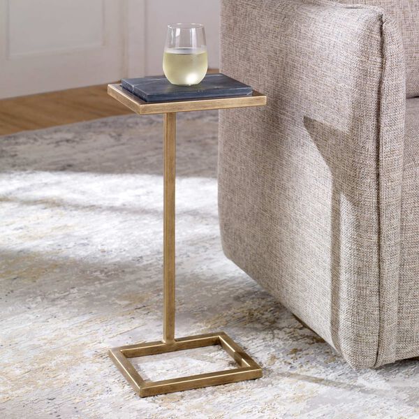 Wellington Aged Gold and Black Marble Martini Table, image 2
