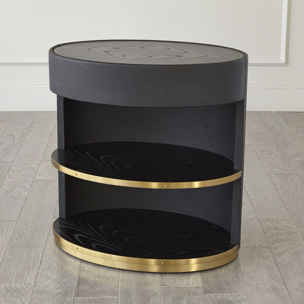 Ellipse Black and Brass Bedside Cabinet, image 2