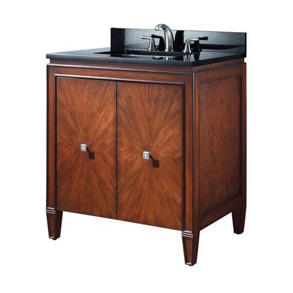 Brentwood 31-Inch New Walnut Vanity with Black Granite Top, image 2