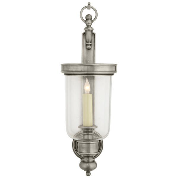 Georgian Small Hurricane Wall Sconce in Antique Nickel by Chapman and Myers, image 1