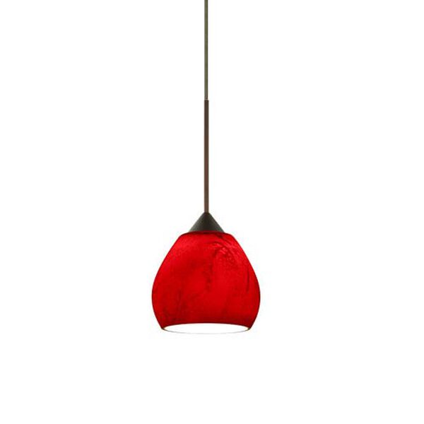 Tay Tay Bronze LED Mini Pendant with Flat Canopy and Magma Glass, image 1