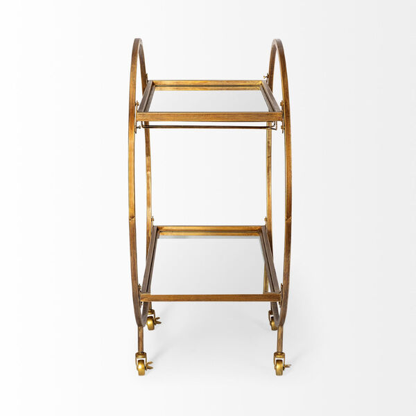 Carola Gold Two-Tier Glass Shelf Bar Cart, image 4