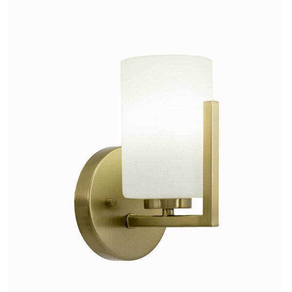 Atlas New Age Brass One-Light Wall Sconce with White Muslin Glass, image 1