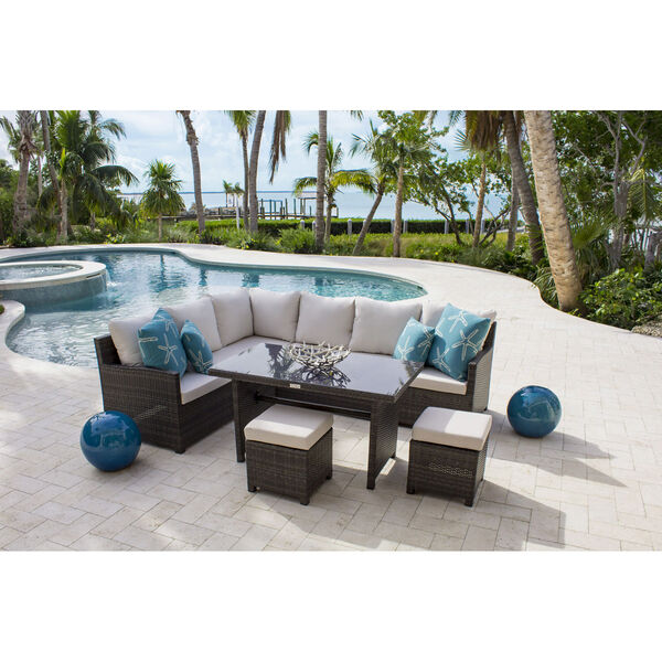 Ultra Canvas Brick Five-Piece Sectional Dining Set with Cushions, image 3