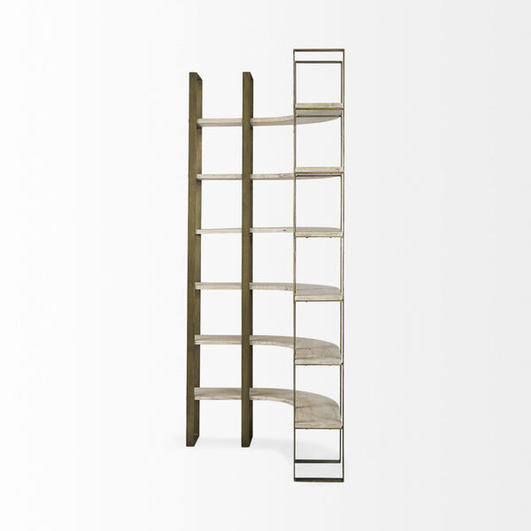 Turner Light Brown and Gold Six-Tier Shelving Unit, image 3