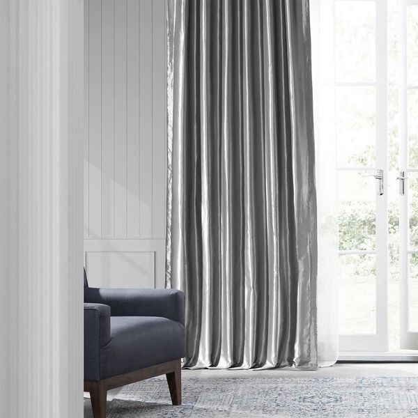 Platinum Faux Silk Taffeta Single Panel Curtain 50 x 108, image 2
