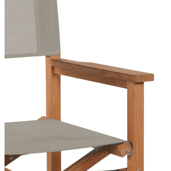 Captain Bar Taupe Foldable Teak Outdoor Bar Stool with Arms and a Taupe Textilene Fabric, image 3