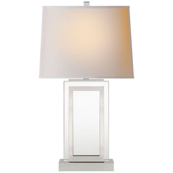 Crystal Panel Table Lamp in Polished Nickel with Natural Paper Shade by Chapman and Myers, image 1