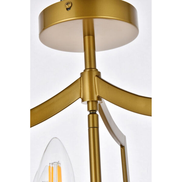 Kiera Brass Three-Light Semi-Flush Mount, image 4